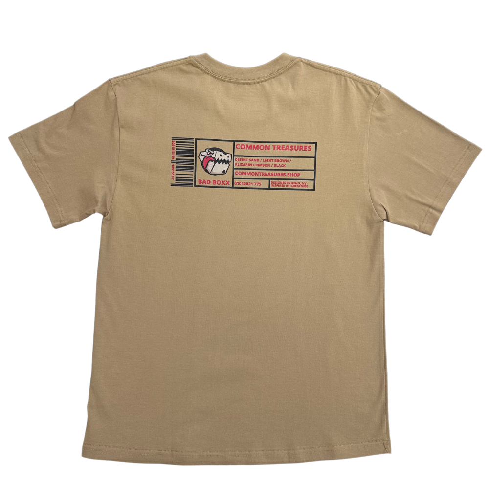 Red Bad Boxx Label Oversized Tee - Tan